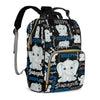 Perarts Large Capacity Custom Diaper Bag for Baby Boys with Name, Black Elephant Multifunctional Mom Personalized Diaper Bag Bac