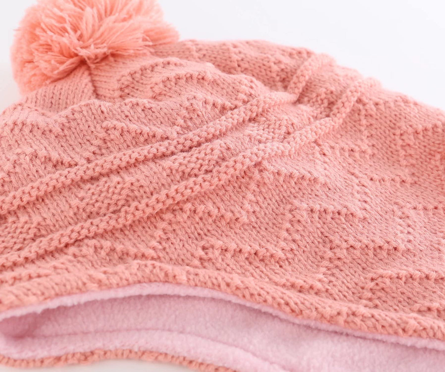 Connectyle Toddler Infant Baby Knit Beanies Cap Earflap Knit Kids Hat Fleece Warm Winter Hat S Pink