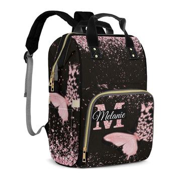 Custom Diaper Bags for Girls, Personalized Diaper Bag Butterfly Customized Mommy Diaper Bags Shoulder Casual Daypack Bag for Mom
