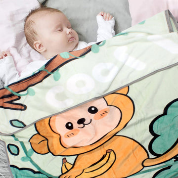 MOM CARE Fleece Winter Blanket for Newborn Baby Soft Warm Fluffy Single Layered Pack of 1 Green 02years