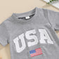 Fybitbo 4Th Of July Baby Boy Girl Outfit Usa Flag Short Sleeve Jumpsuit Romper Newborn Onesie Clothes (My First Fourth Of July B