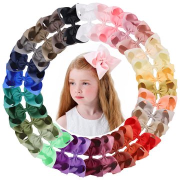 30Pcs Big 6 Inch Hair Bows For Girls Grosgrain Ribbon Toddler Hair Accessories With Alligator Clips For Toddlers Baby Girls Kids