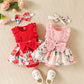 Mubineo Baby Girl Summer Clothes Outfits Sleeveless Lace Floral Romper Dress Newborn Outfit (Pink, 0-3 Months)