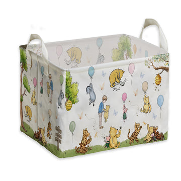 Zsatuiy Winnie Baby Stuff,Winnie Storage Nursery Basket, Large Squarecanvas Laundry Hamper With A Waterproof Pecoating, Foldable