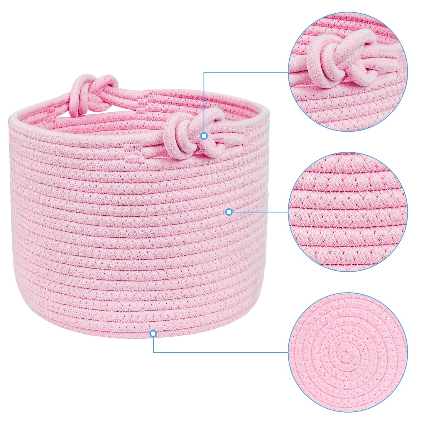 Abenkle Small Woven Basket, Cotton Rope Shelf Storage Basket, Small Round Basket, Cute Baby Basket, Decorative Round Bin For Nur