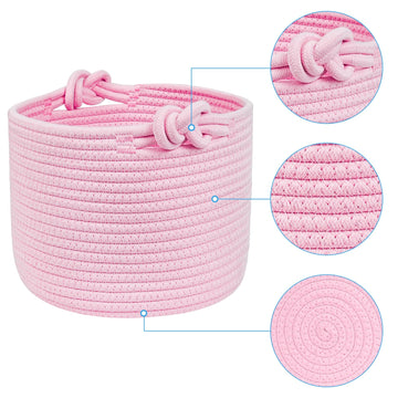 Abenkle Small Woven Basket, Cotton Rope Shelf Storage Basket, Small Round Basket, Cute Baby Basket, Decorative Round Bin For Nur