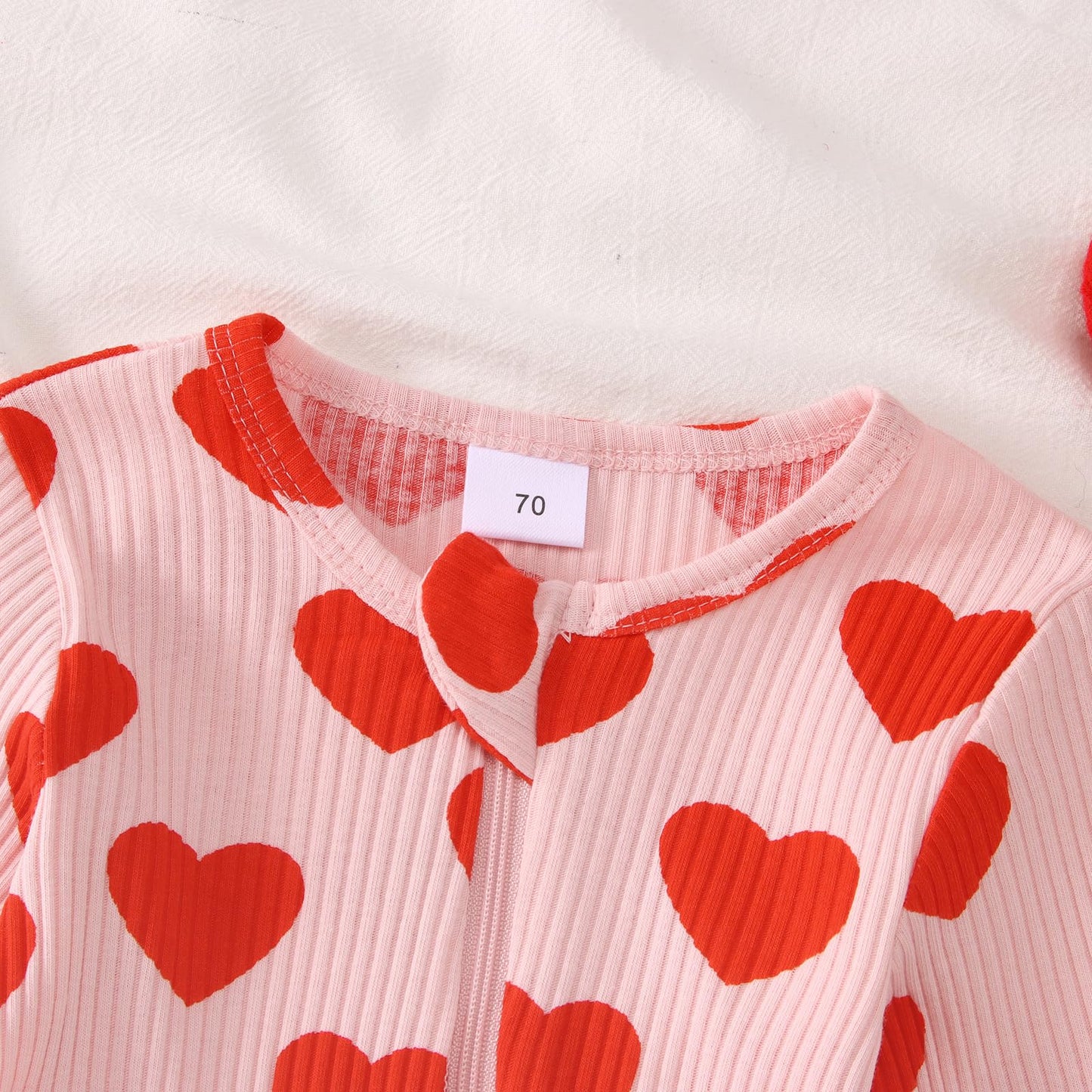 Gliglittr Newborn Infant Baby Girl Valentine'S Day Romper Long Sleeve Bodysuit Cute Heart Print Ribbed Onesie Jumpsuit(Pink1,3-6