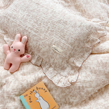 Bulutu 100% Cotton Muslin Kids Toddler Pillowcase Standard Size, 28'X18', Cute Rabbit Pattern Toddler Boys Girls Pillow Cases