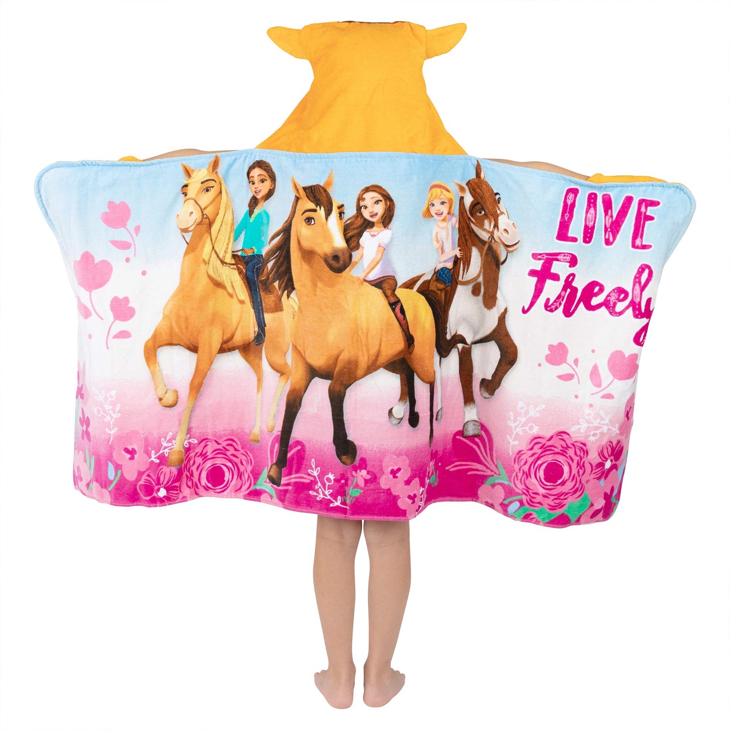 Franco Kids Bath Hooded Towel Wrap, 24 In X 50 In, Dreamworks Spirit