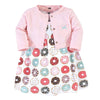Hudson Baby Girls' Cotton Dress And Cardigan Set, Donuts, 9-12 Months