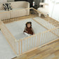 Conababy Baby Playpen Play Fence Gate Play Pen Wood Large,Playpens for Babies and Toddlers Kids Indoor,Baby Play Yards Gym Area,