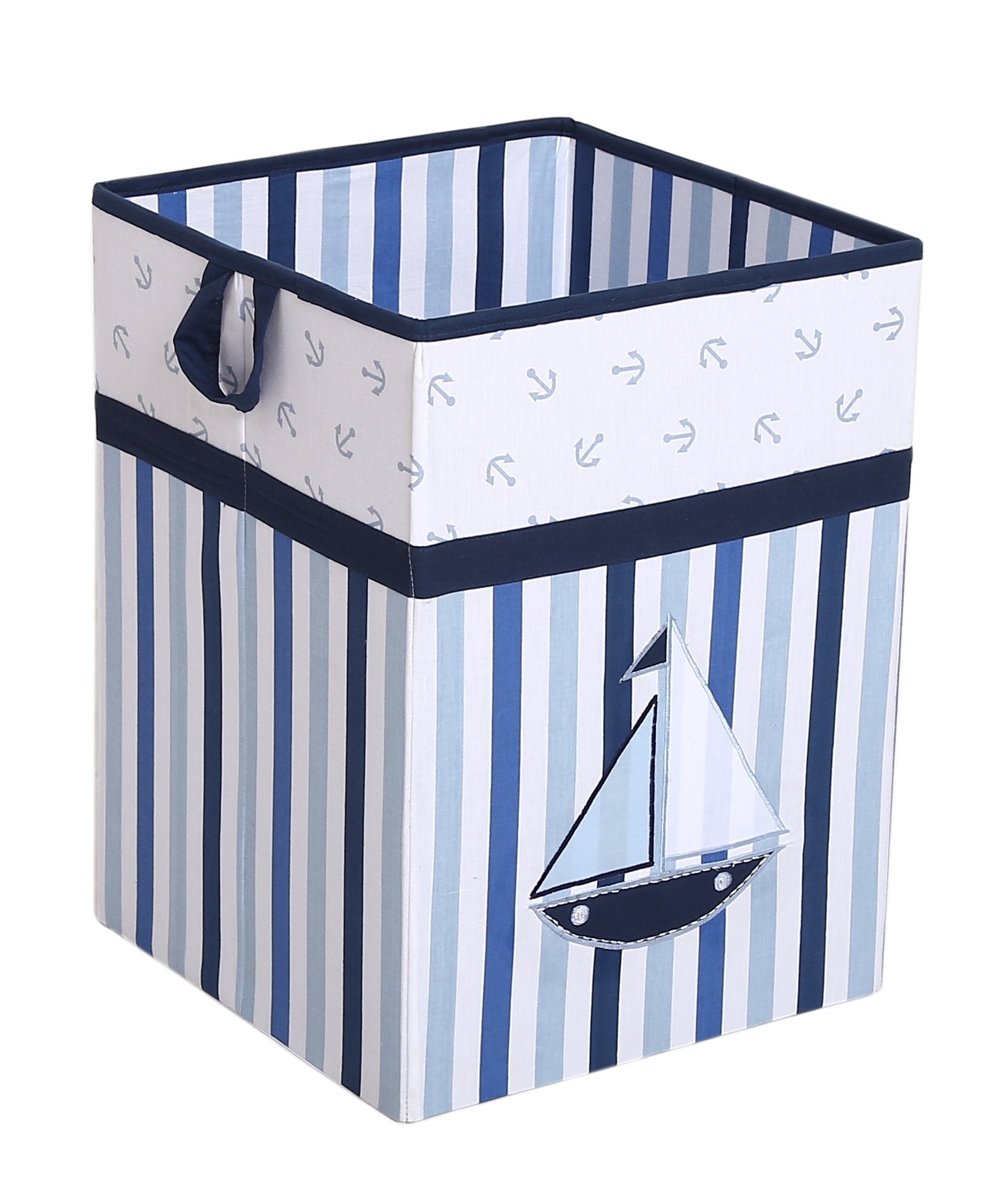 Bacati Collapsible Storage Hamper, Little Sailor, Blue/Navy, One Size
