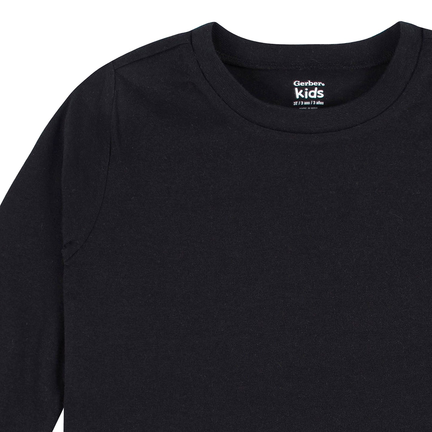 Gerber Baby Toddler 5-Pack Solid Long Sleeve T-Shirts Jersey 160 Gsm, Black, 6-9 Months