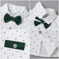 Disaur Toddler Boy Suits Gentleman Wedding Outfits,Formal Dress Shirt+Bowtie +Suspender Pants 12Months-5T(Green D,2-3T)