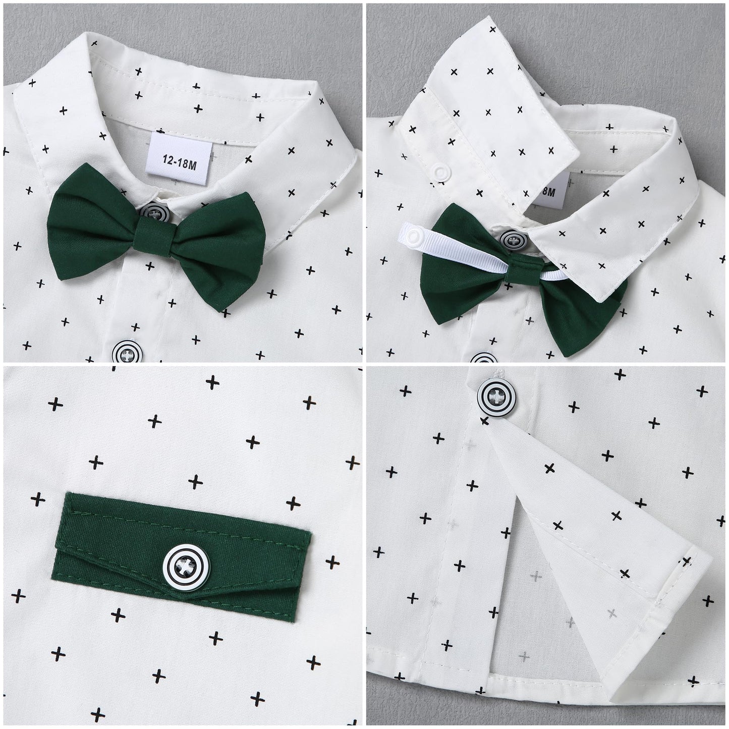 Disaur Toddler Boy Suits Gentleman Wedding Outfits,Formal Dress Shirt+Bowtie +Suspender Pants 12Months-5T(Green D,2-3T)