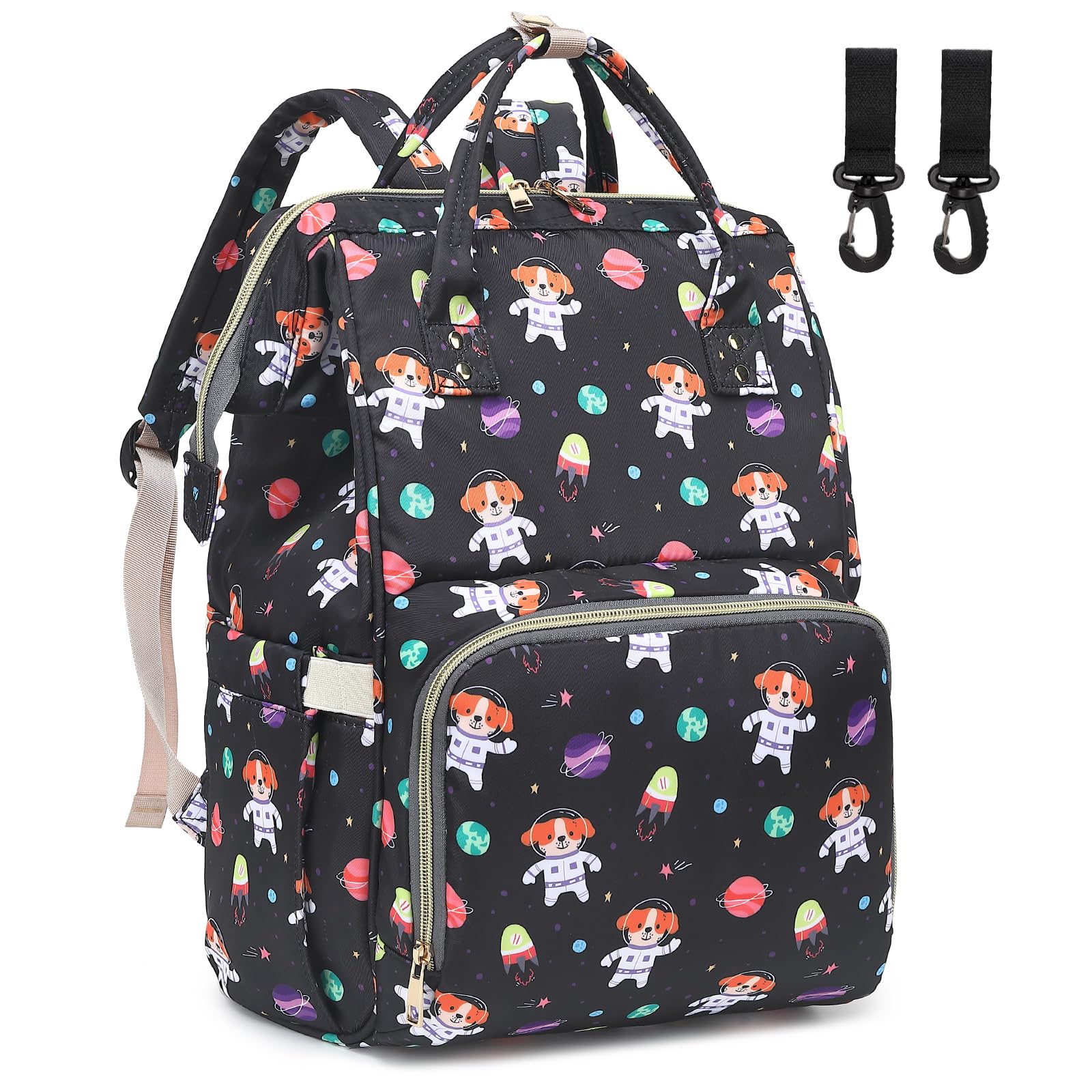 Dezcrab Dog Baby Diaper Bag Backpack for Women, Large Capacity Waterproof Maternity Travel Nappy Backpacks with Stroller Straps