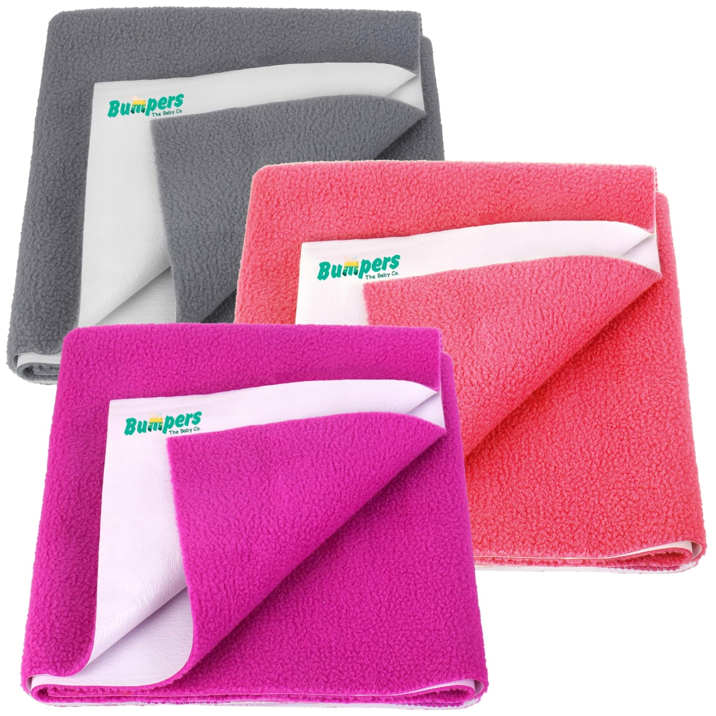 Bumpers AntiPiling Quick Dry & Absorbent Sheet Polycotton Baby Bed Protecting Waterproof Mat (Rani Pink, Salmon Rose, Grey, Sma