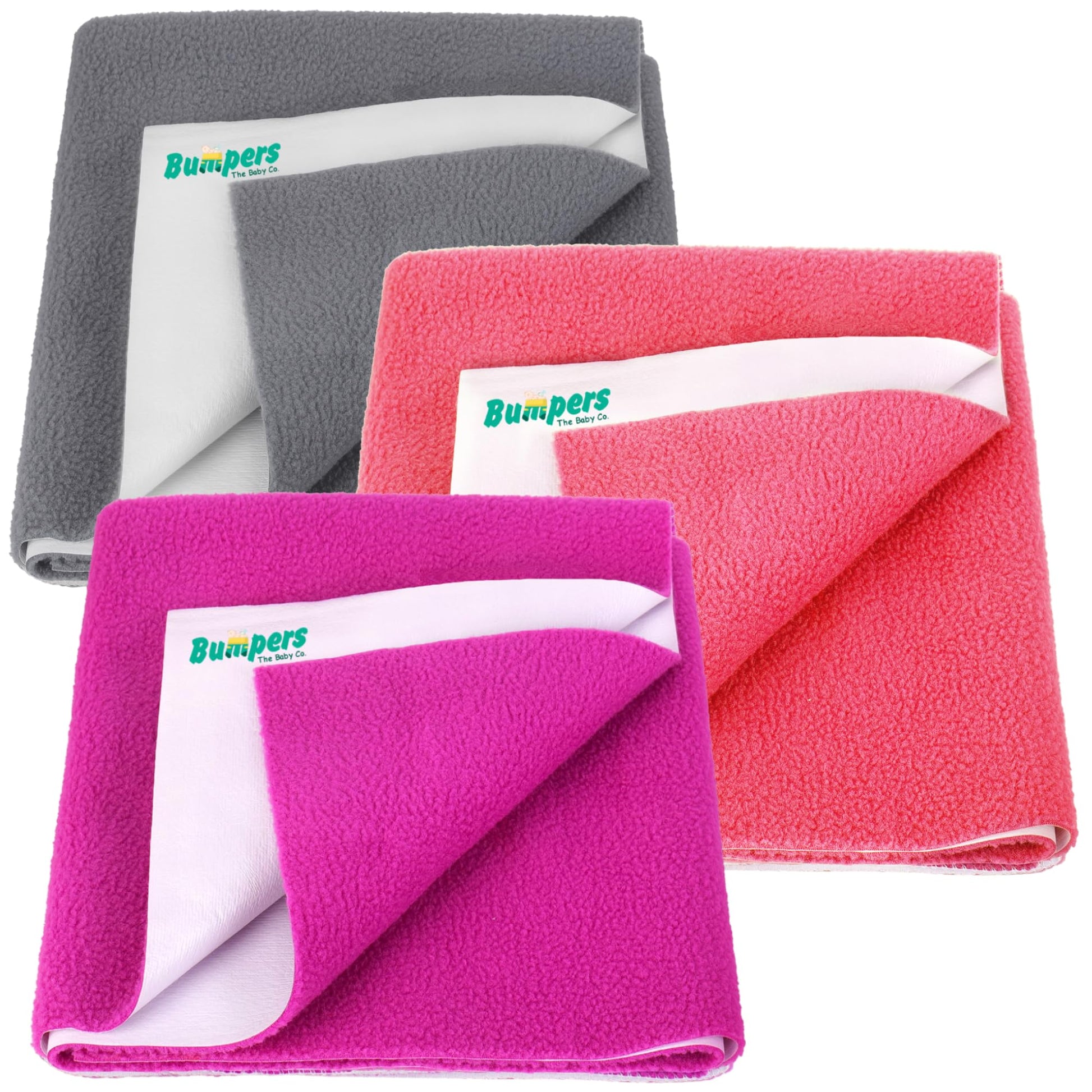 Bumpers AntiPiling Quick Dry & Absorbent Sheet Polycotton Baby Bed Protecting Waterproof Mat (Rani Pink, Salmon Rose, Grey, Sma