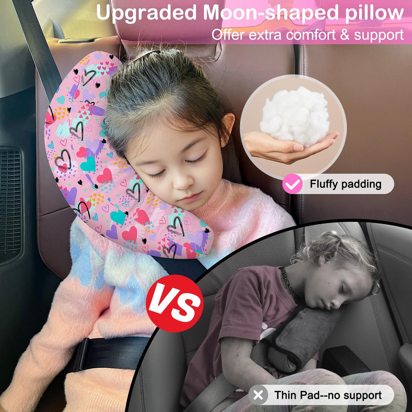 Seat Belt Cover Pad For Kids, Soft Car Seat Strap Cover And Seat Belt Pillow For Children Seatbelt Support Travel Car Pillow