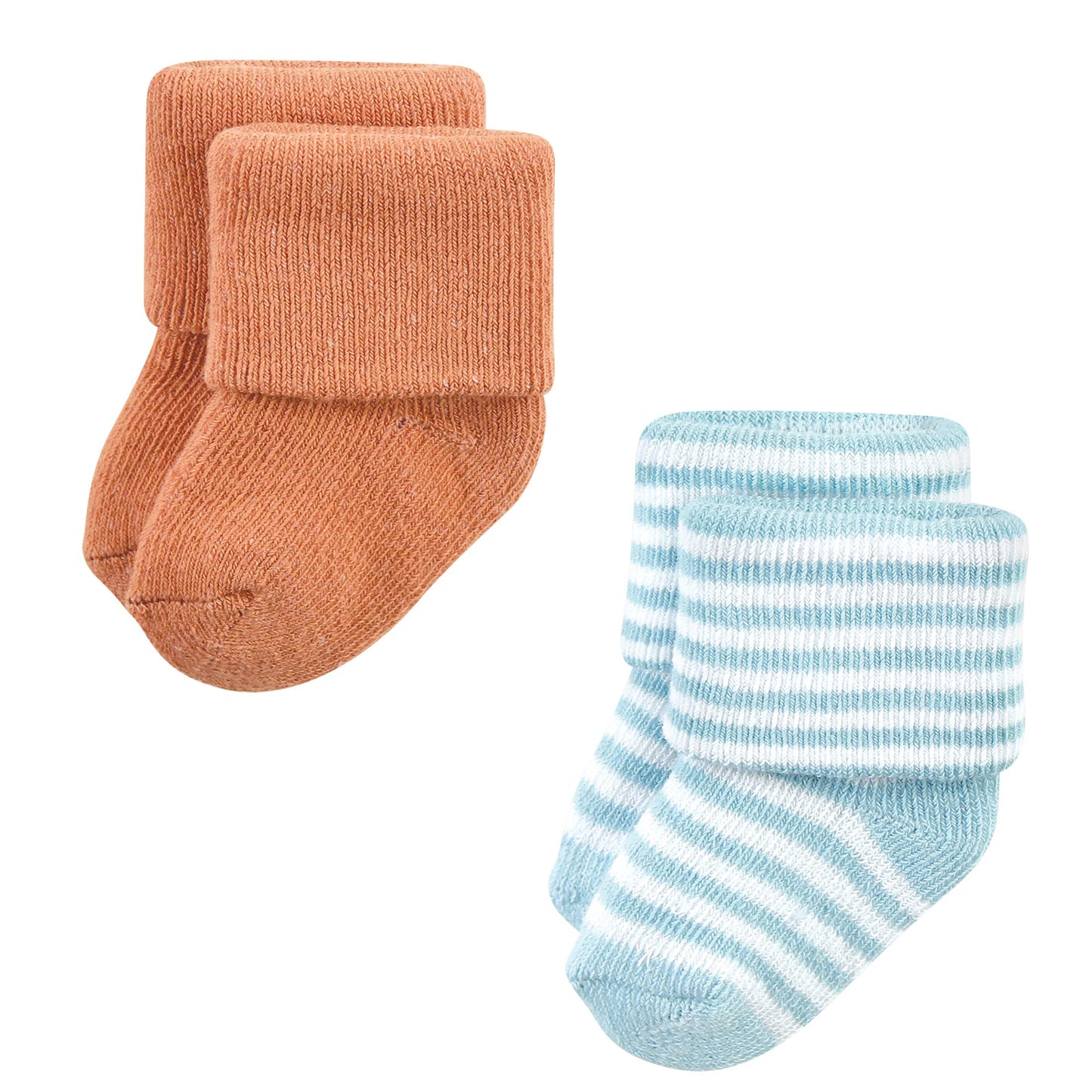 Hudson Baby Unisex Baby Cotton Rich Newborn And Terry Socks, Soft Earth Tone Stripes, 0-6 Months