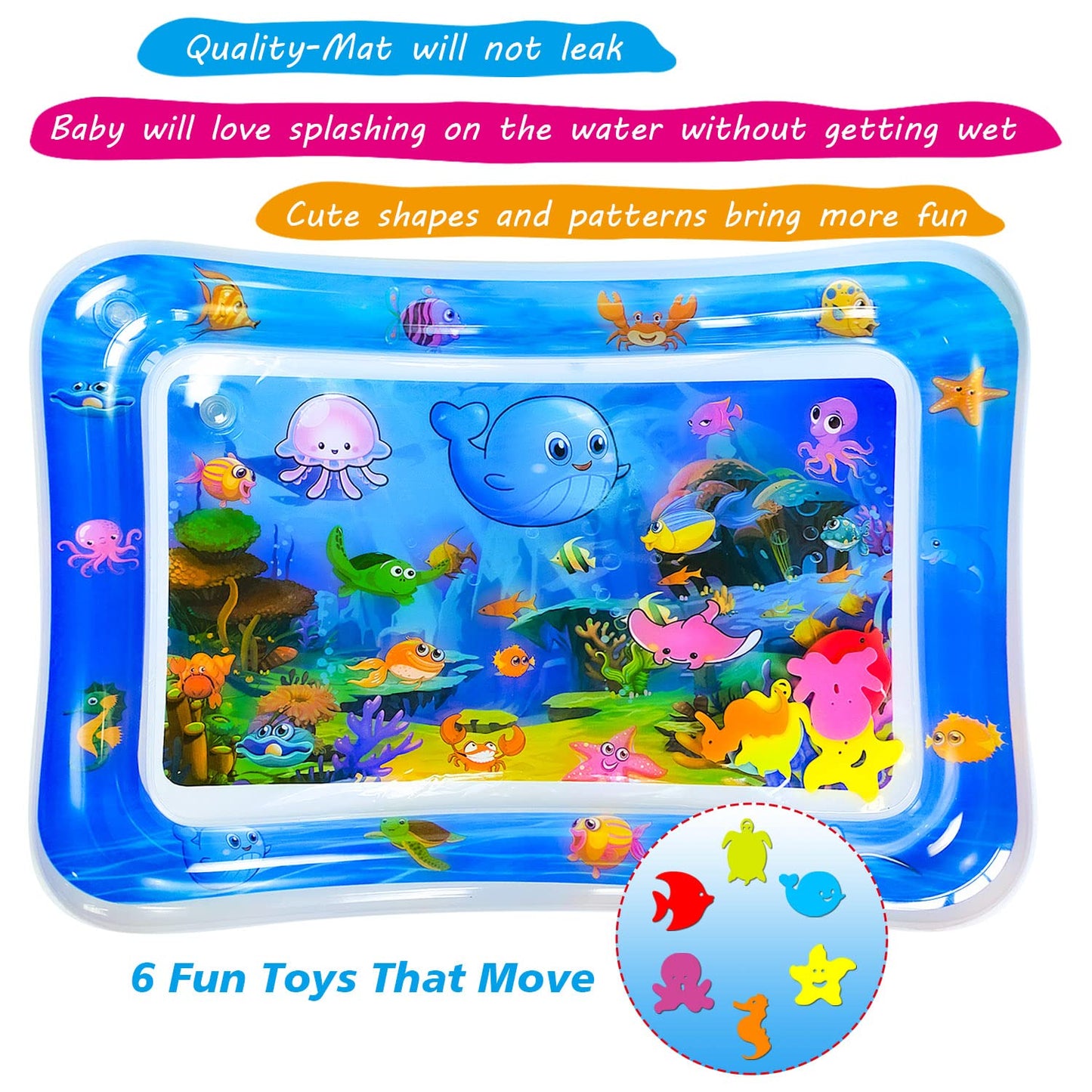 Zhuynxir Water Mat Infant Toys, Water Mat Baby, Inflatable Play Mat Water Cushion Baby Toys, Fun Early Development Activity Play