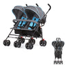 Dream On Me Volgo Twin Umbrella Stroller In Blue, Lightweight Double Stroller For Infant & Toddler, Compact Easy Fold, Large Sto