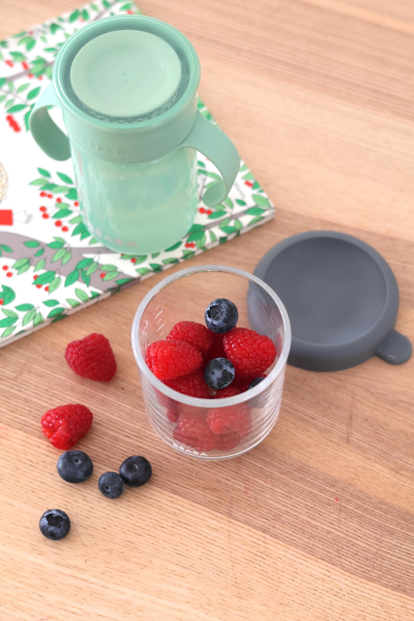 Beaba 8 Oz Glass Baby Food Jars With Soft Silicone Air Tight Lids, Glass Storage Containers With Lids, Microwave And Freezer Saf