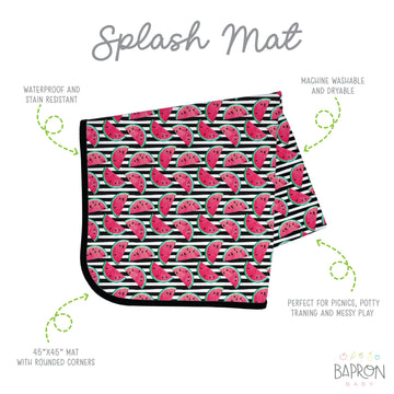 Bapronbaby Summer Stripes Watermelon Splash Mat - Waterproof Catch-All For Under High Chairs, Floors, Tables, Playtime Or Arts &