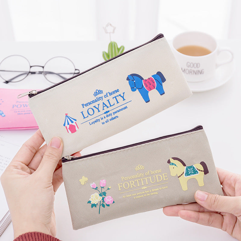 European and American creative stationery pony large capacity Oxford cloth zipper bag student prizes zipper pencil case manufacturers wholesale
