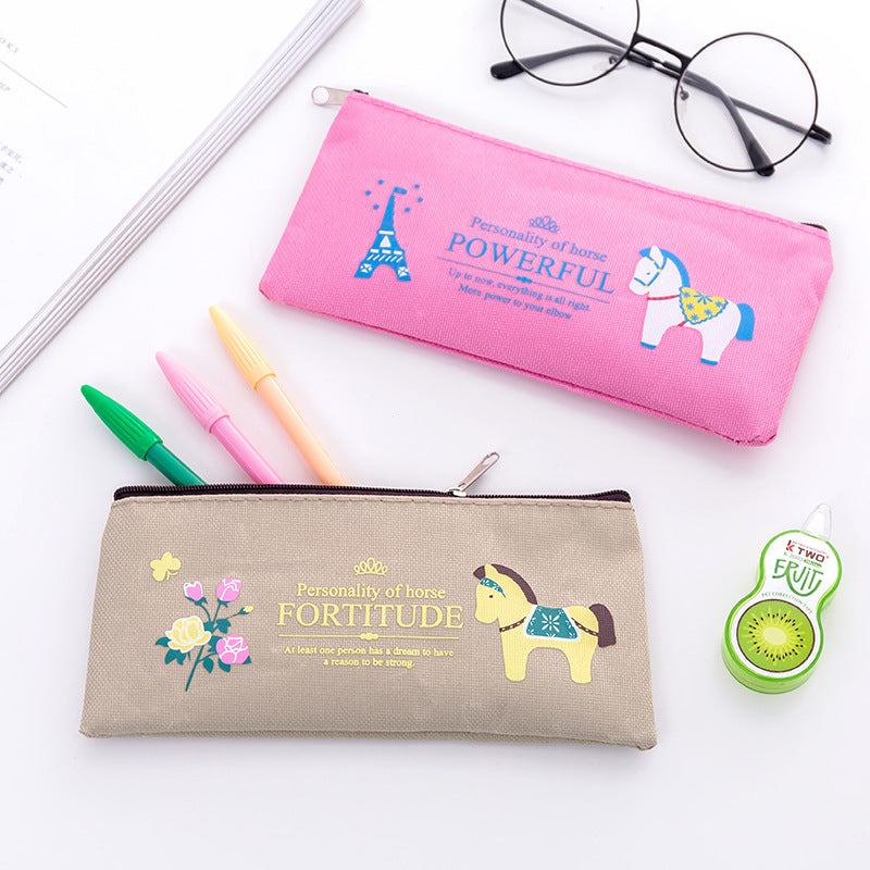 European and American creative stationery pony large capacity Oxford cloth zipper bag student prizes zipper pencil case manufacturers wholesale