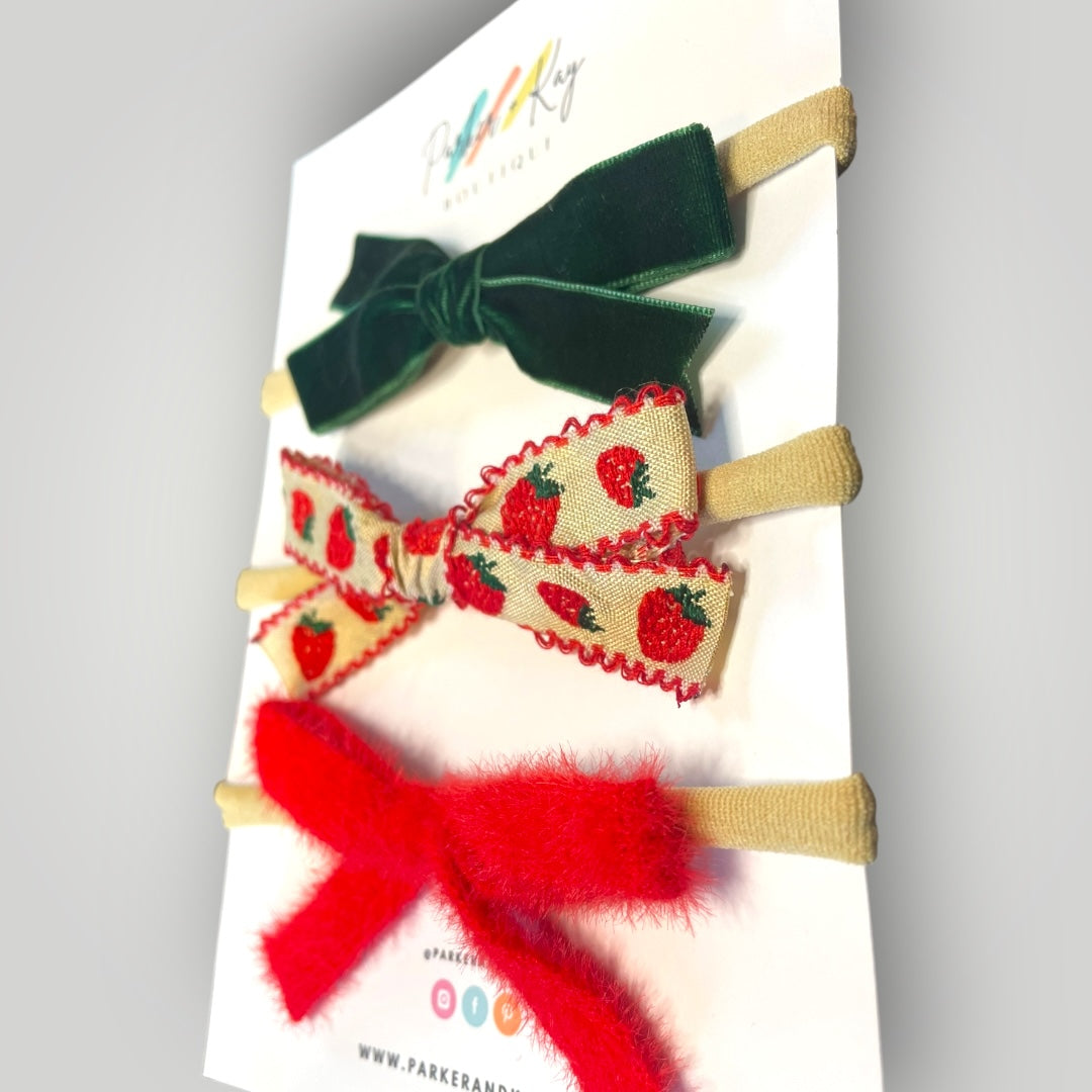 Strawberry Fields 3-Piece Hair Bow Variety Set