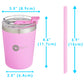 PopYum 9oz Insulated Stainless Steel Kids’ Cups with Lid and Straw, 2-Pack, Purple & Pink, stackable, sippy, baby, child, toddler, tumbler