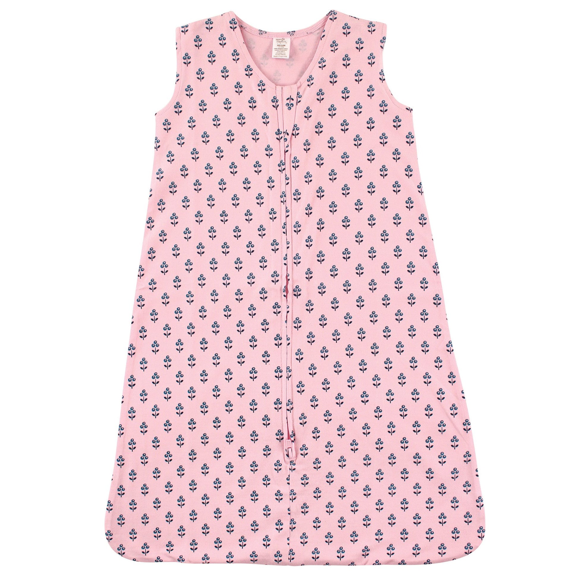 Touched by Nature Unisex Baby Organic Cotton Sleeveless Wearable Sleeping Bag, Sack, Blanket, Tiny Flower, 6-12 Months