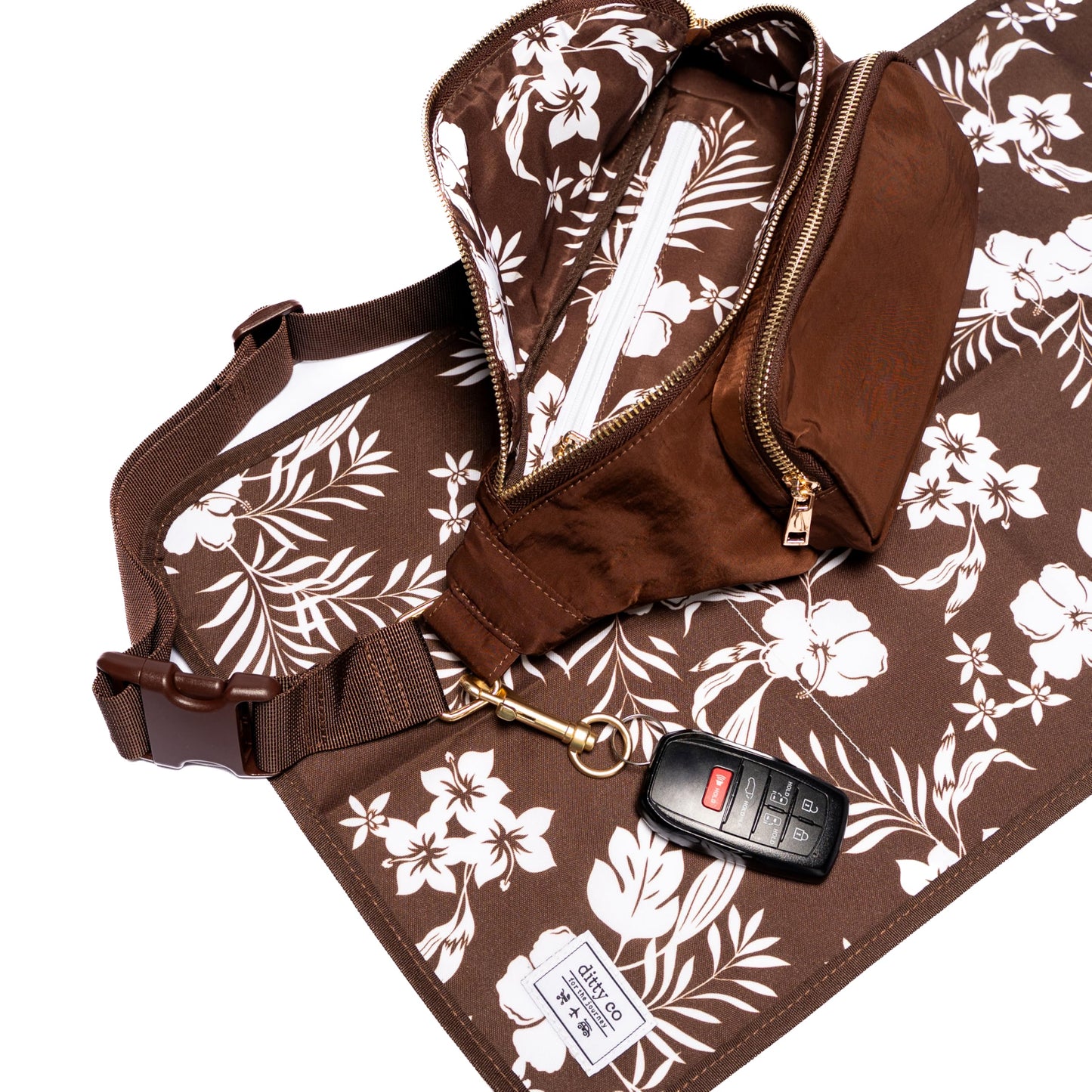Ditty Co. Small Diaper Bag - Portable Changing Pad - Crossbody Bags For Women - Baby Wipe Holder - Baby Travel Essentials (Choco