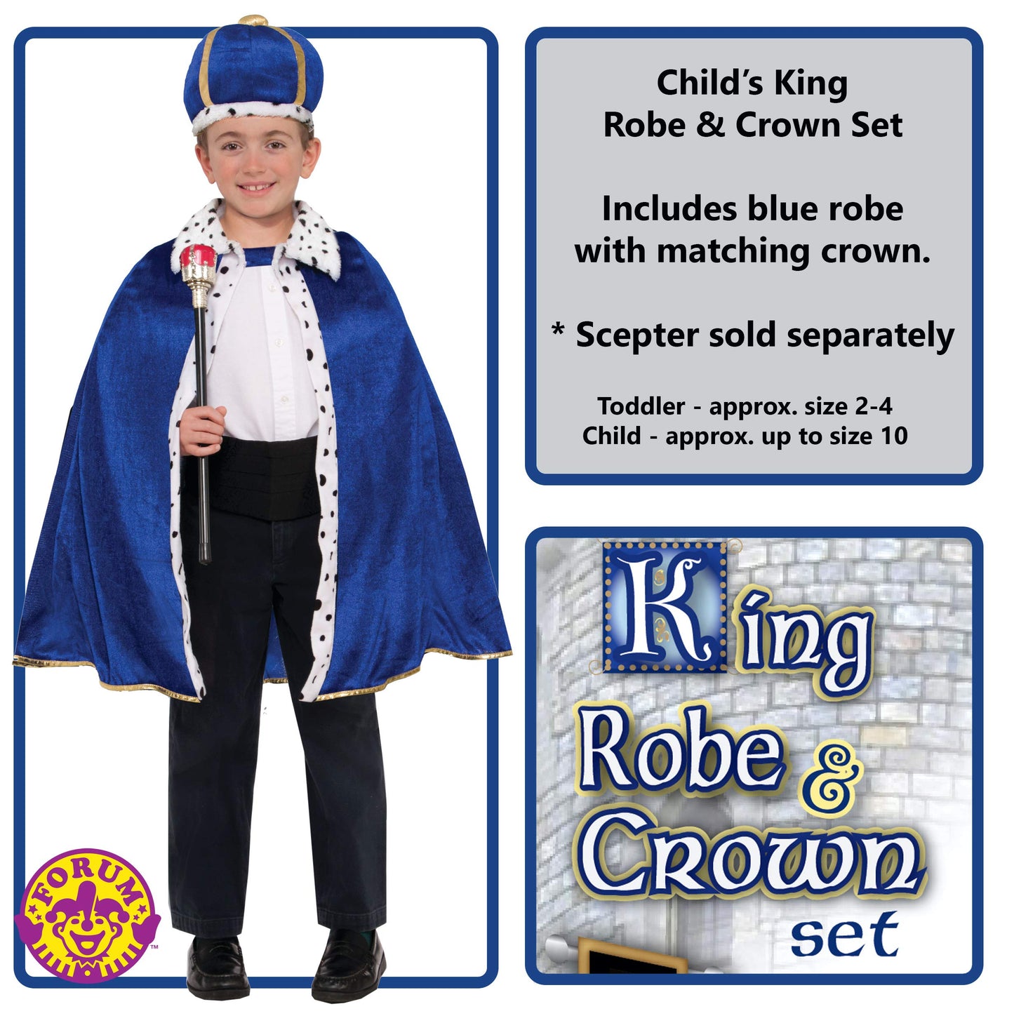 Rubie'S Child'S Forum King Robe & Crown Set, Blue, One Size