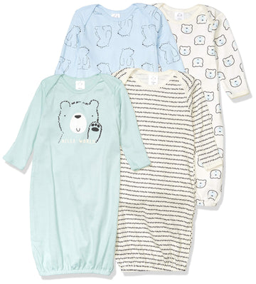 Gerber Unisex Baby Boy And Girls 4-Pack Sleeper Gown Bear 0-6 Months