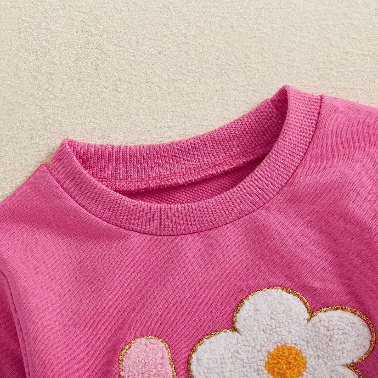 Lagkiyoj Toddler Girl Valentine'S Day Outfits Letter Flower Embroidery Sweatshirt Long Pants 6 12 18 24 Months 2T 3T 4T (Pink Va