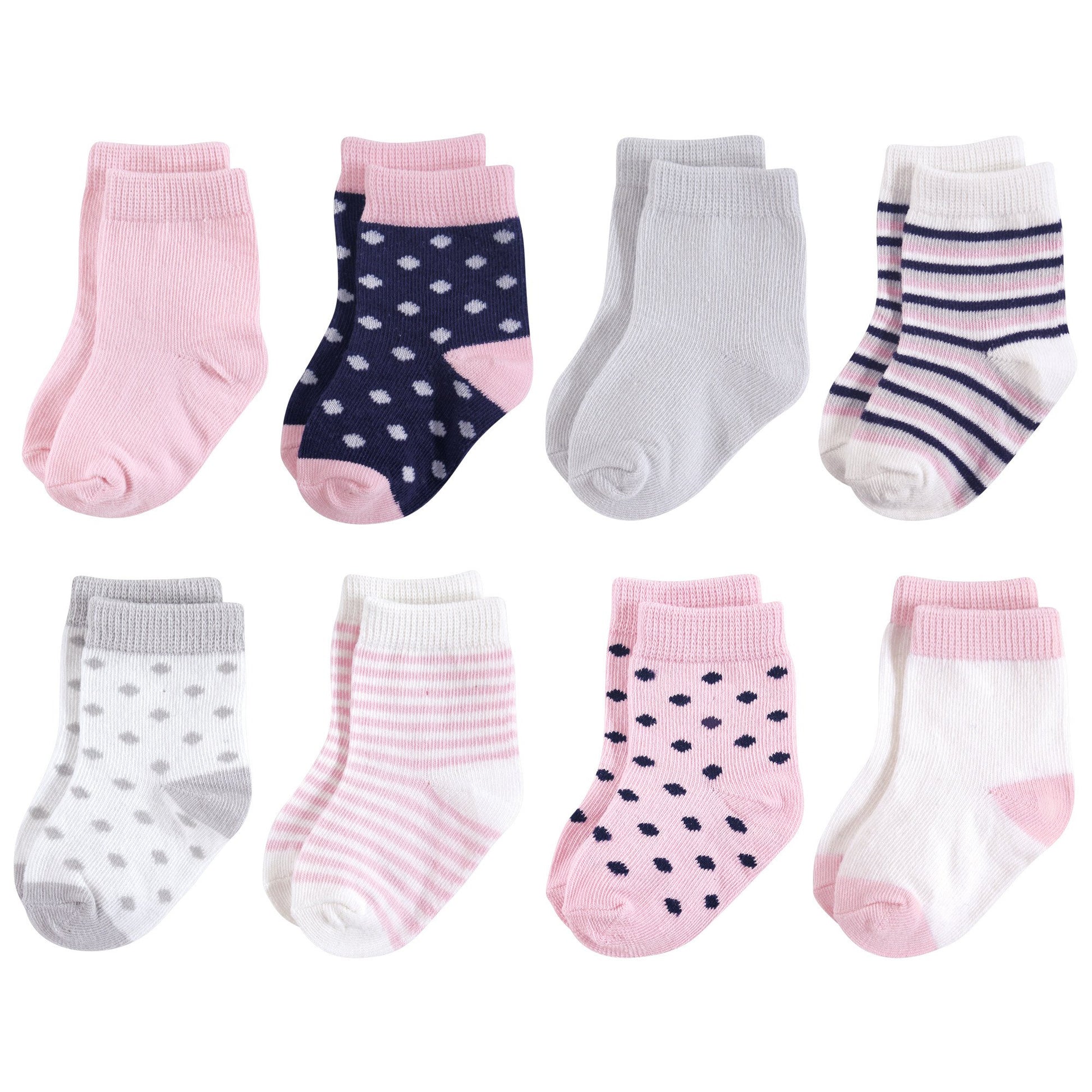 Touched By Nature Baby Organic Cotton Socks, Navy Lt. Pink, 12-24 Months