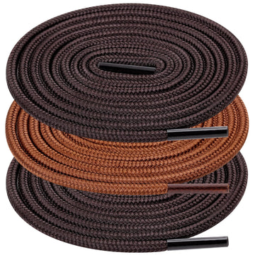 Upugo 3 Pair Boot Shoe Laces, Round Shoelaces For Athletic Running Hiking Sneakers Shoes Boot