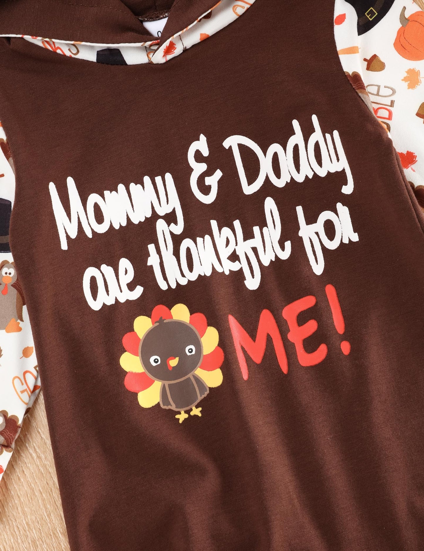 Tuemos Baby Boy'S My First Halloween Pumpkin Print Hoodie Outfit, Brown Turky, 9-12 Months