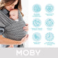 Moby Baby Wrap Carrier Evolution by Petunia Pickle Bottom for Newborns to Toddlers (8-33lbs), Infant Sling Carrier, Hands Free D