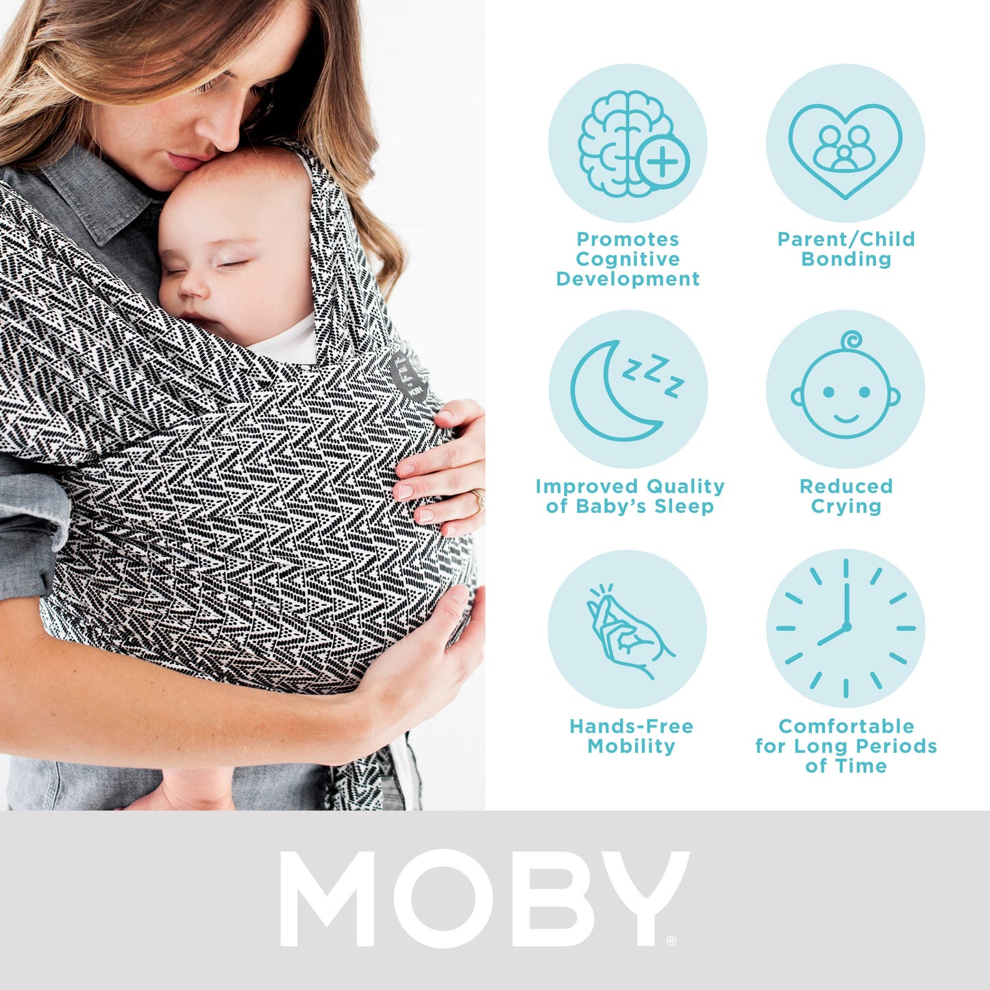 Moby Baby Wrap Carrier Evolution by Petunia Pickle Bottom for Newborns to Toddlers (8-33lbs), Infant Sling Carrier, Hands Free D