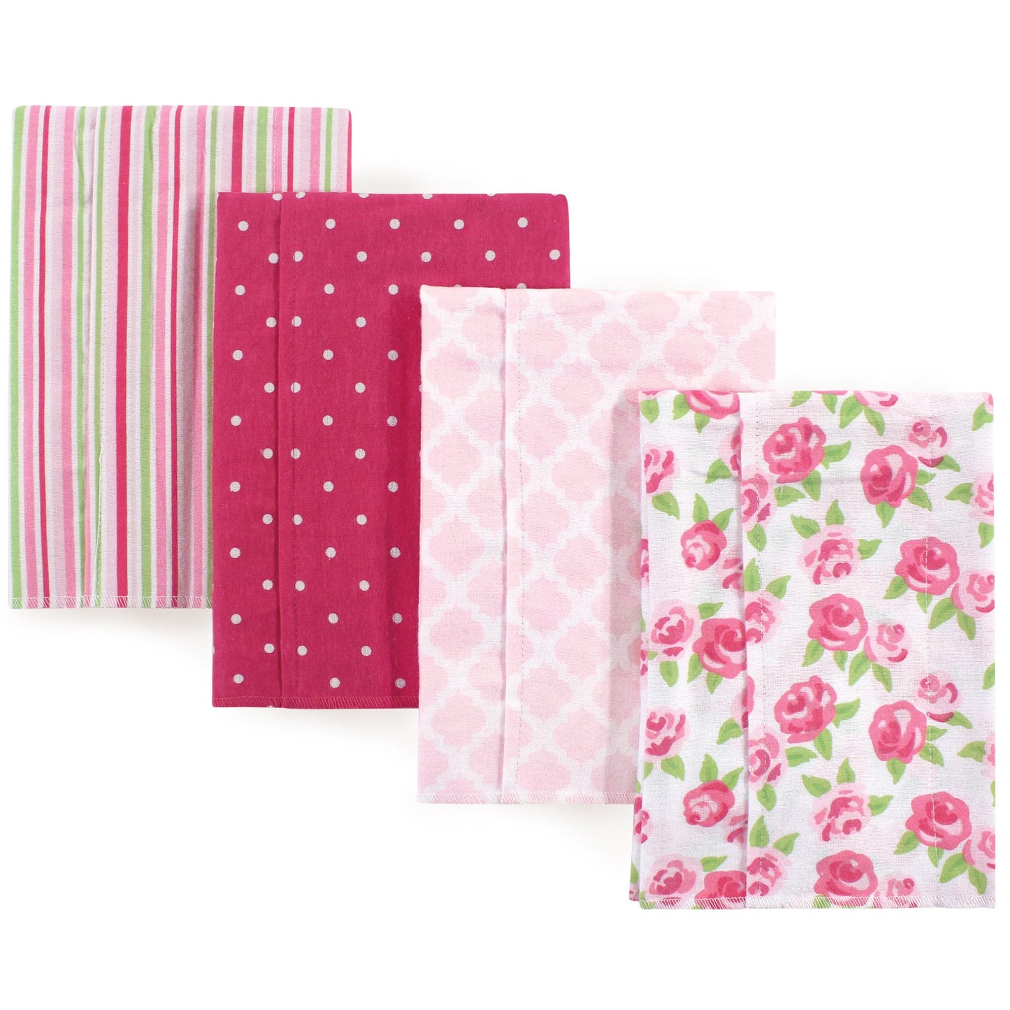 Hudson Baby Unisex Baby Cotton Flannel Burp Cloths, Rose, One Size