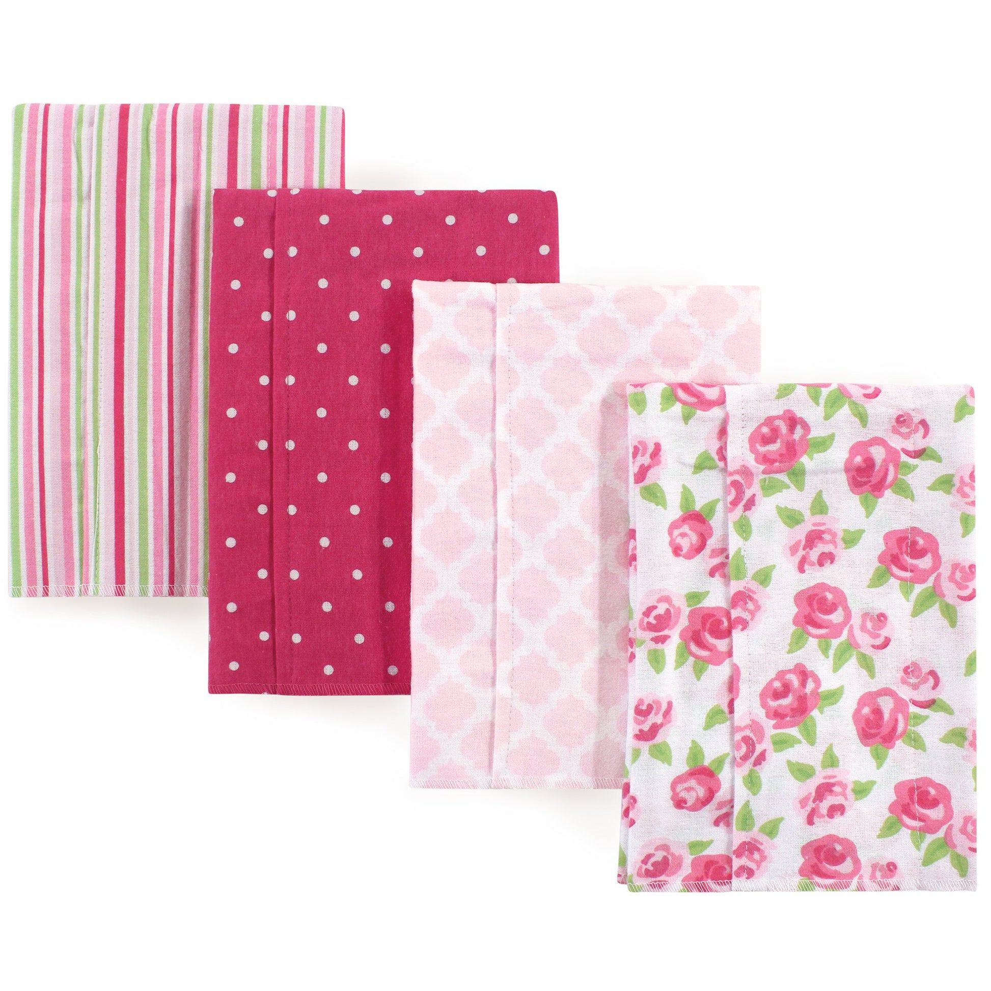 Hudson Baby Unisex Baby Cotton Flannel Burp Cloths, Rose, One Size