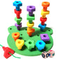 KIDS KORNER New & Improved Peg Board Stacking Toddler Toys Game Set - Lacing Fine Motor Skills for Ages 3 and Up - Matching Shap