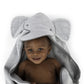 Ingenuity Clean & Cuddly Hooded Baby Elephant Bath Animal Towel - Perfect Shower Gift - Grazer