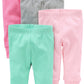 Simple Joys By Carter'S Baby Girls' 4-Pack Pant, Mint Green/Pink/Grey, 6-9 Months