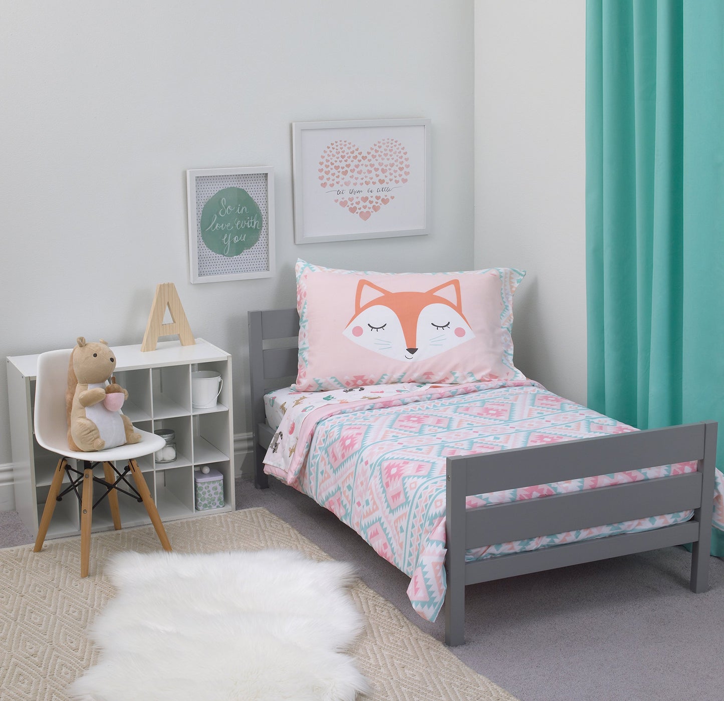 Carters - Woodland Girl - 4Pc Toddler Bed Set