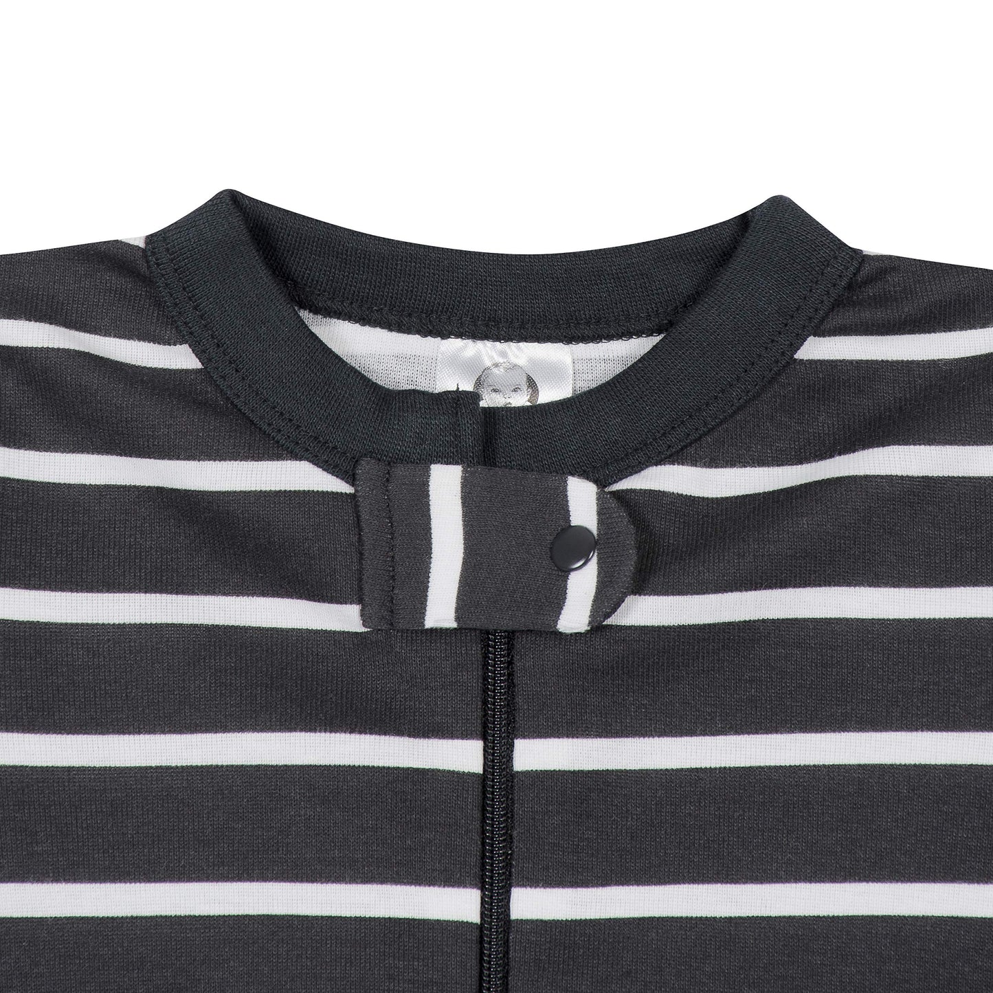 Gerber Baby Boys' 2-Pack Footed Pajamas, Grey Dinos Black Stripe Grey, 6 Months