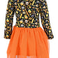 Unique Baby Girls Long Sleeve Tutu Dress Spooky Candy Halloween Outfit (5Y, Orange)